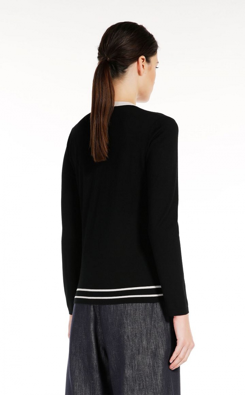 BLACK MaxMara Wool Yarn Cardigan Knitwear | MMR593446