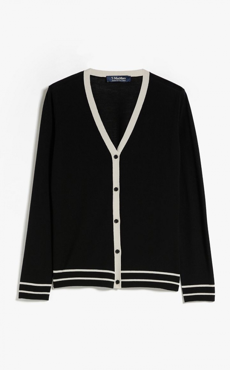 BLACK MaxMara Wool Yarn Cardigan Knitwear | MMR593446