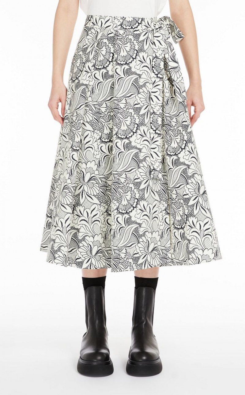 BLACK MaxMara Wrap In Printed Faille Skirts | MMR593723