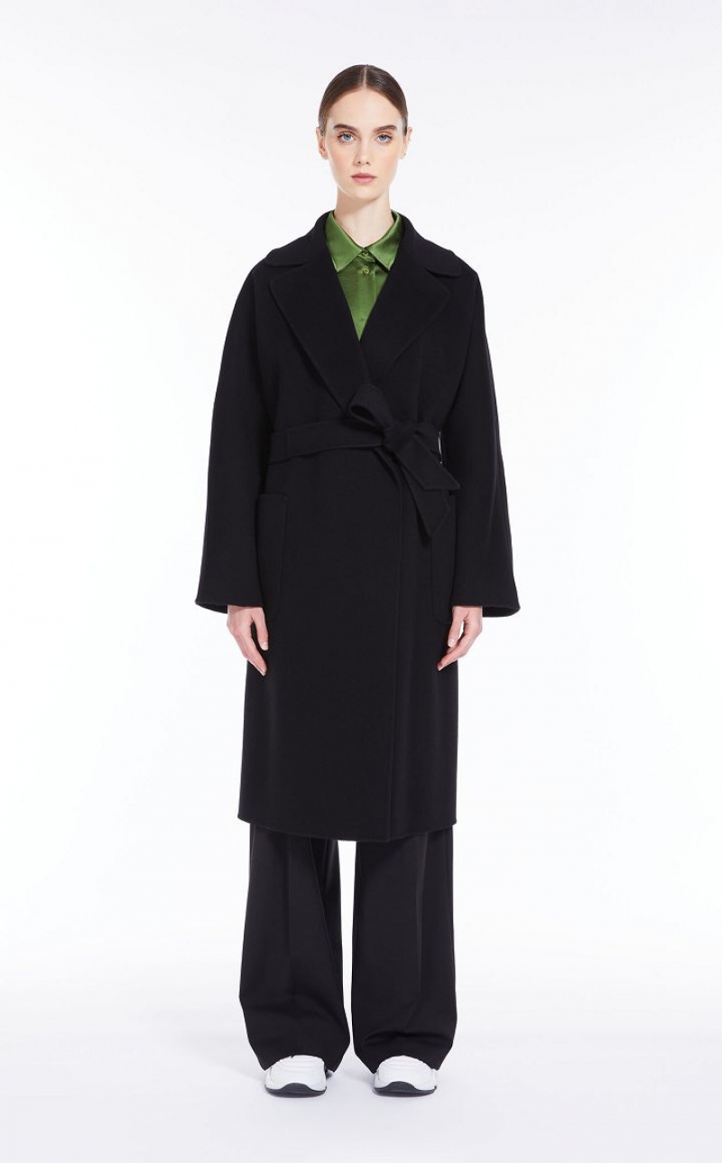 BLACK MaxMara Wrap In Wool Coats | MMR593916