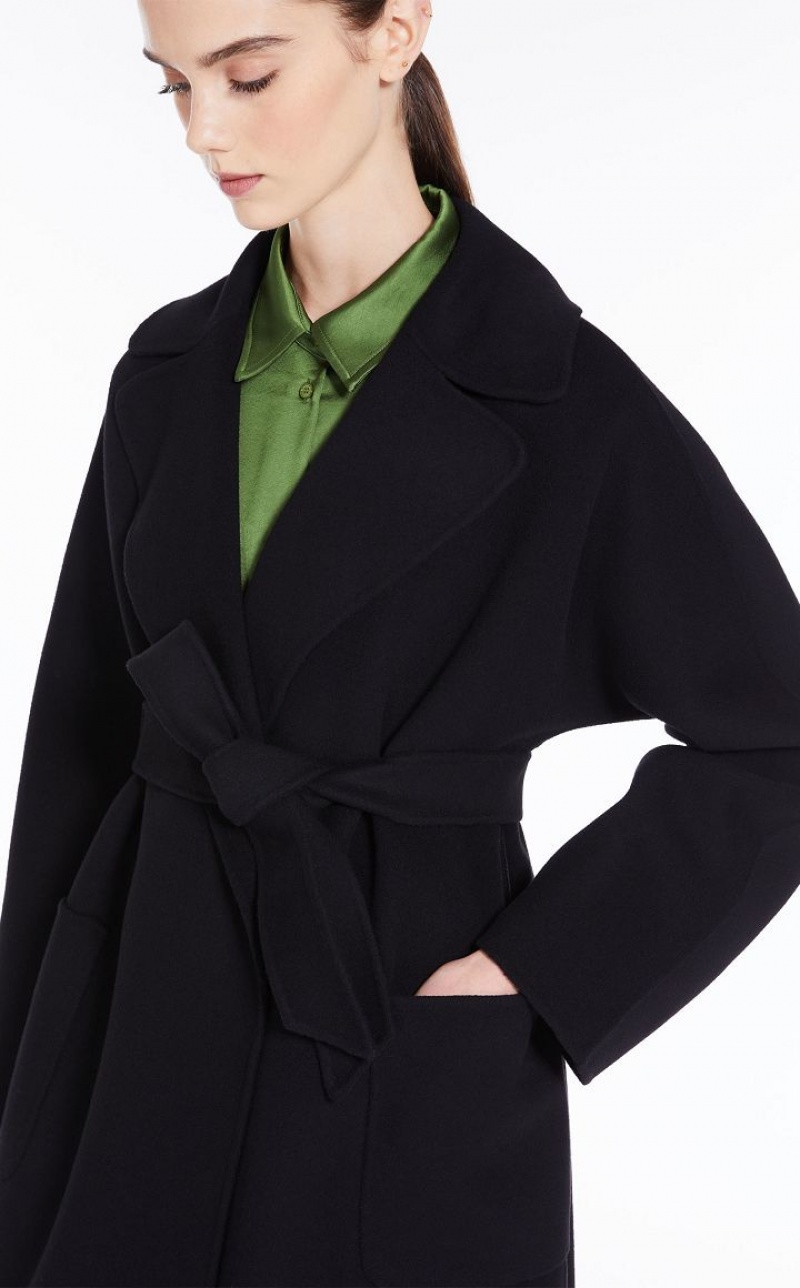 BLACK MaxMara Wrap In Wool Coats | MMR593916