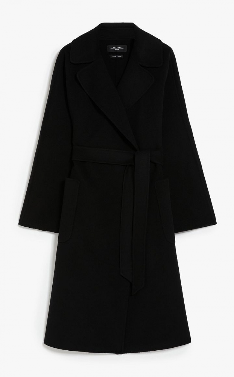 BLACK MaxMara Wrap In Wool Coats | MMR593916