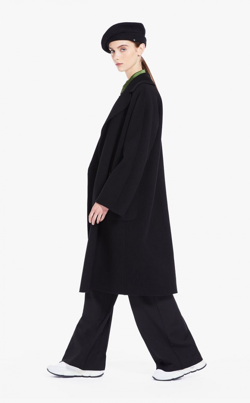 BLACK MaxMara Wrap In Wool Coats | MMR593916