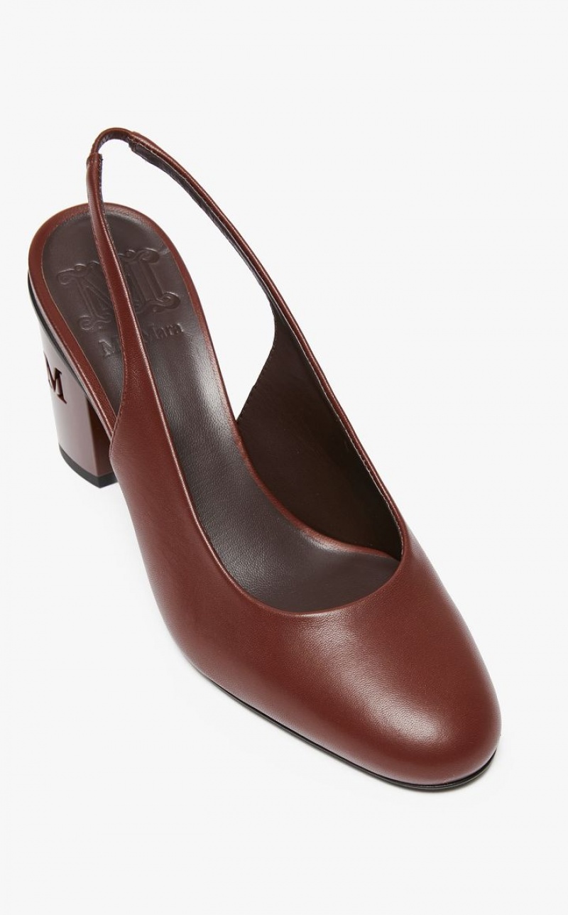 BORDEAUX MaxMara Nappa Leather Slingbacks Décolleté | MMR594197