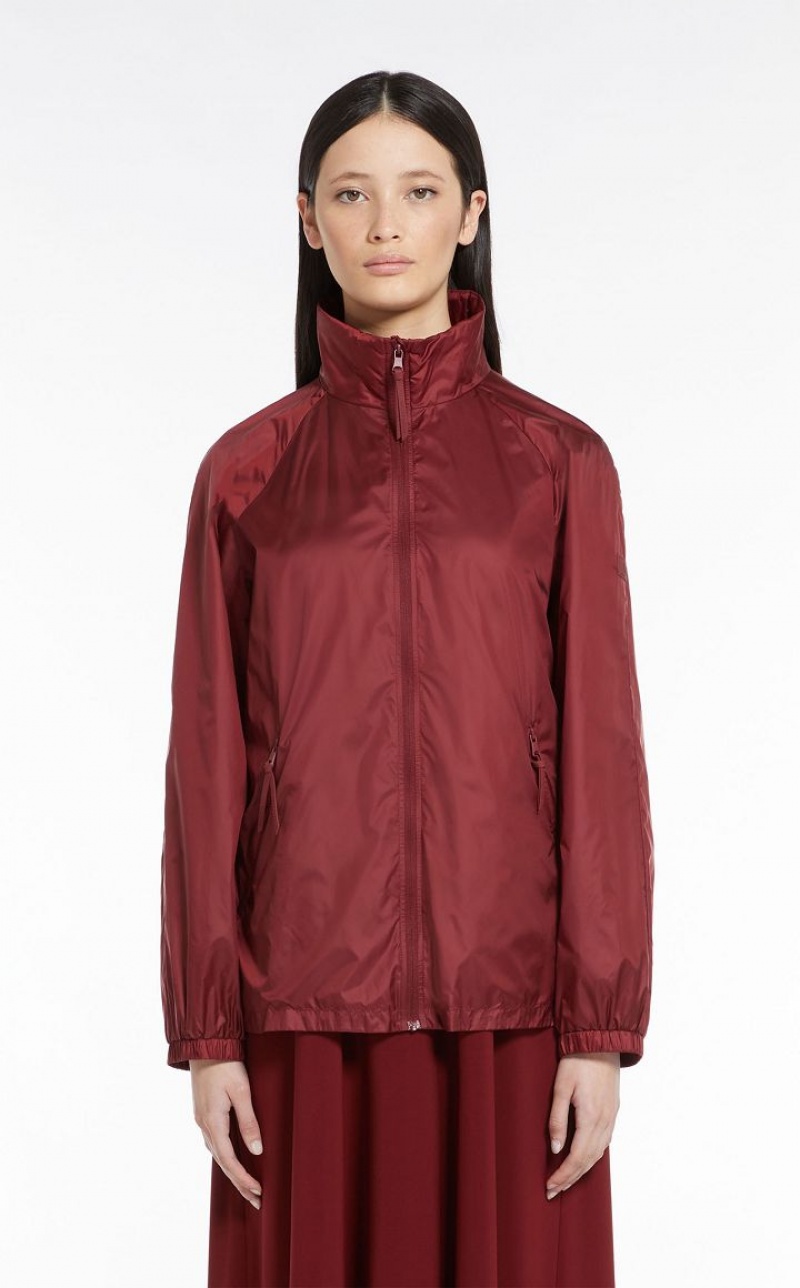 BRICK RED MaxMara Water-repellent Nylon Windbreaker Trench | MMR593944