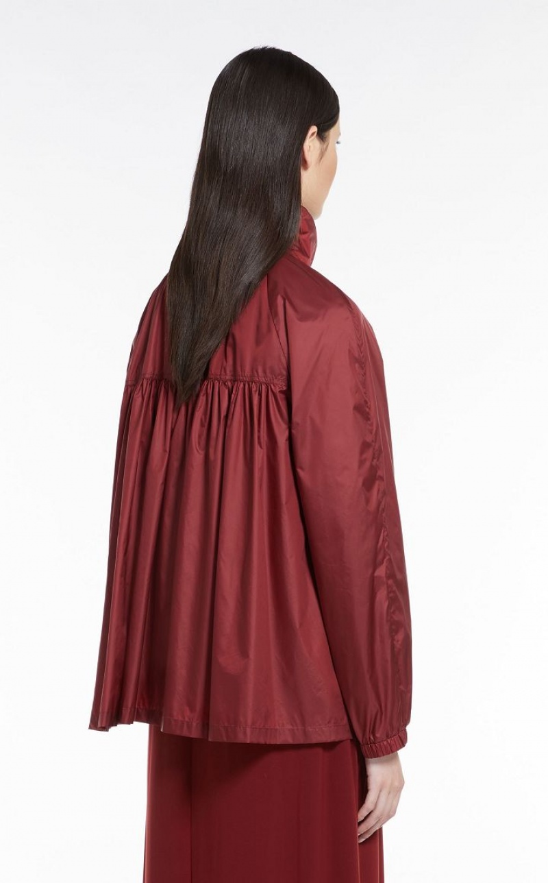 BRICK RED MaxMara Water-repellent Nylon Windbreaker Trench | MMR593944