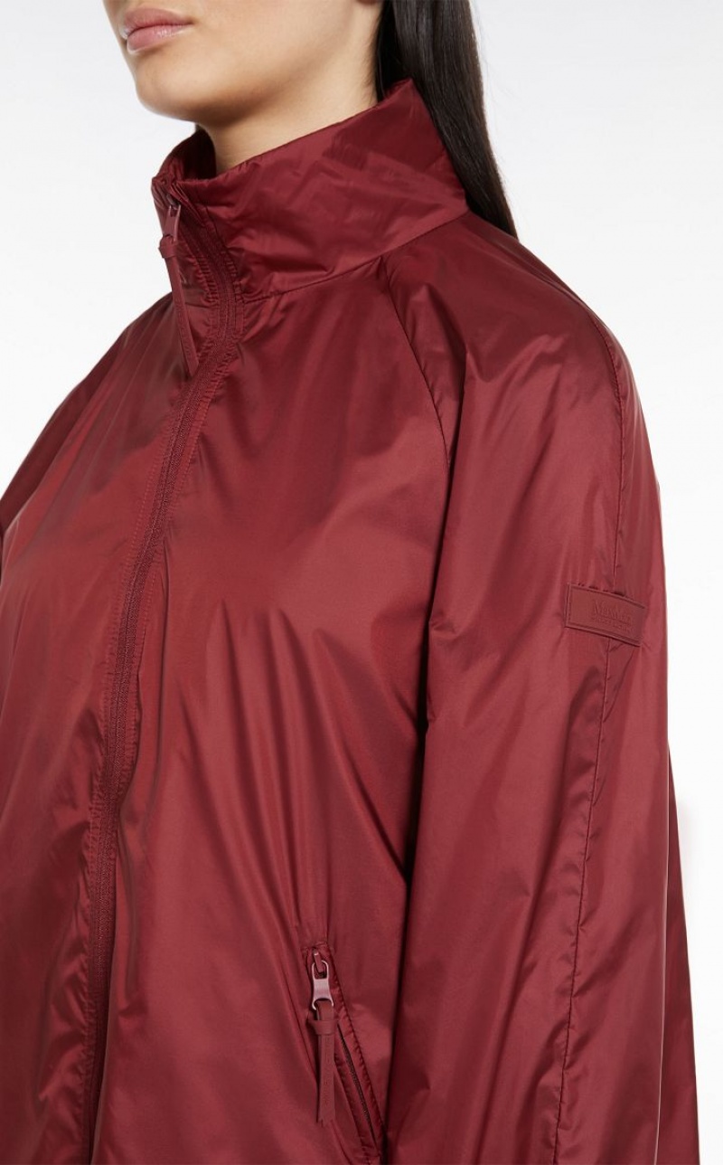 BRICK RED MaxMara Water-repellent Nylon Windbreaker Trench | MMR593944