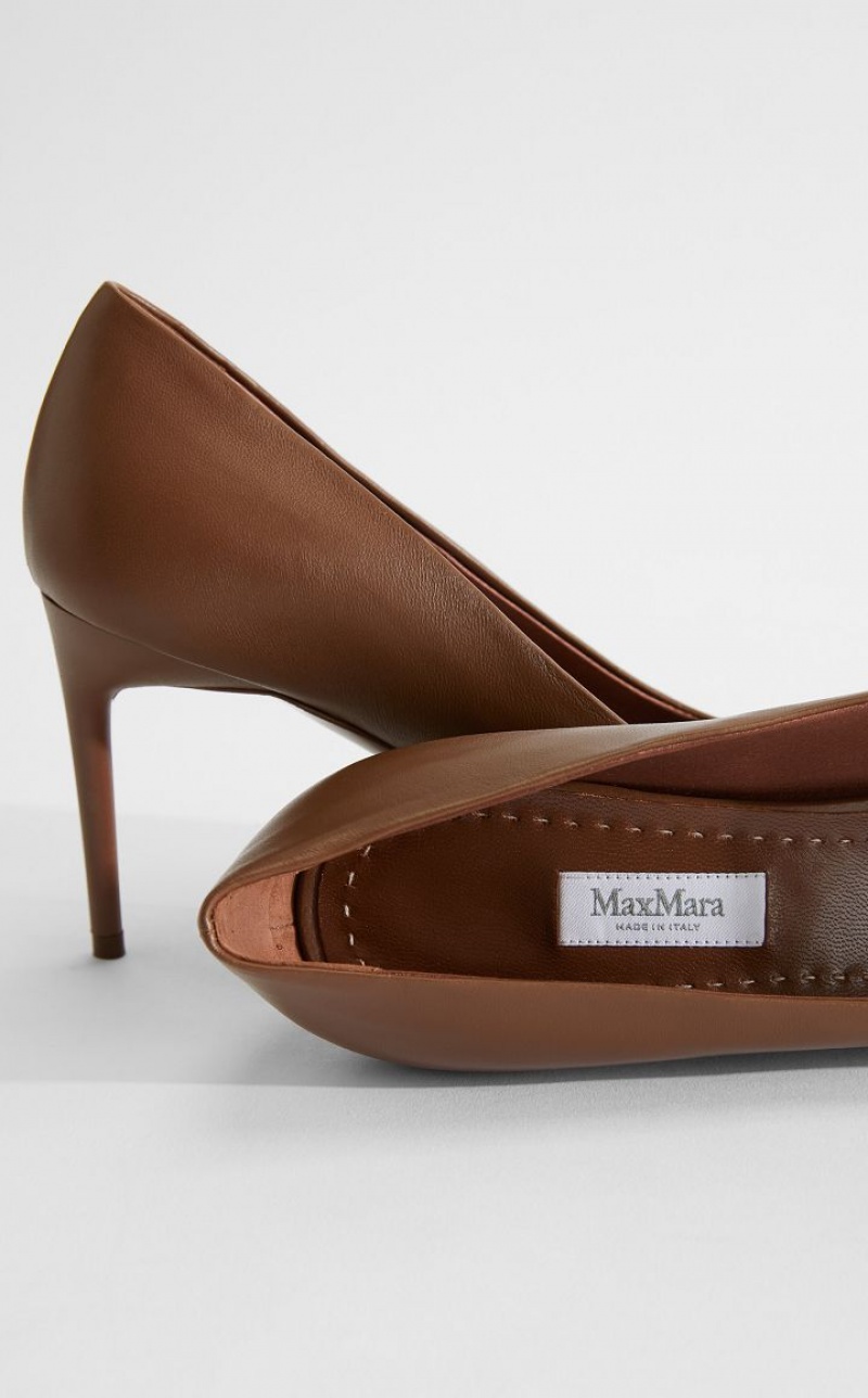 BROWN MaxMara Nappa Leather Court Décolleté | MMR594205