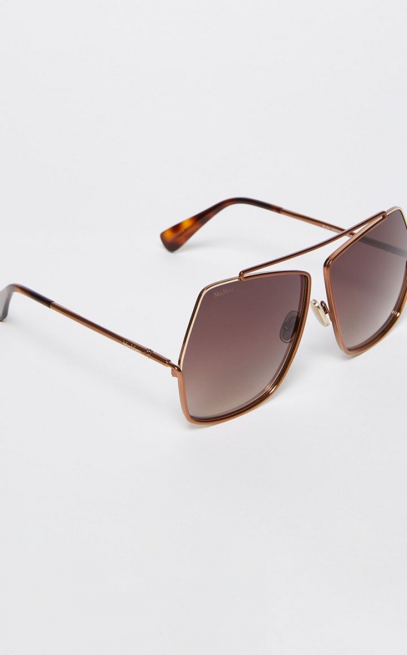 BROWN MaxMara Oversized Metallic Sunglasses | MMR594291