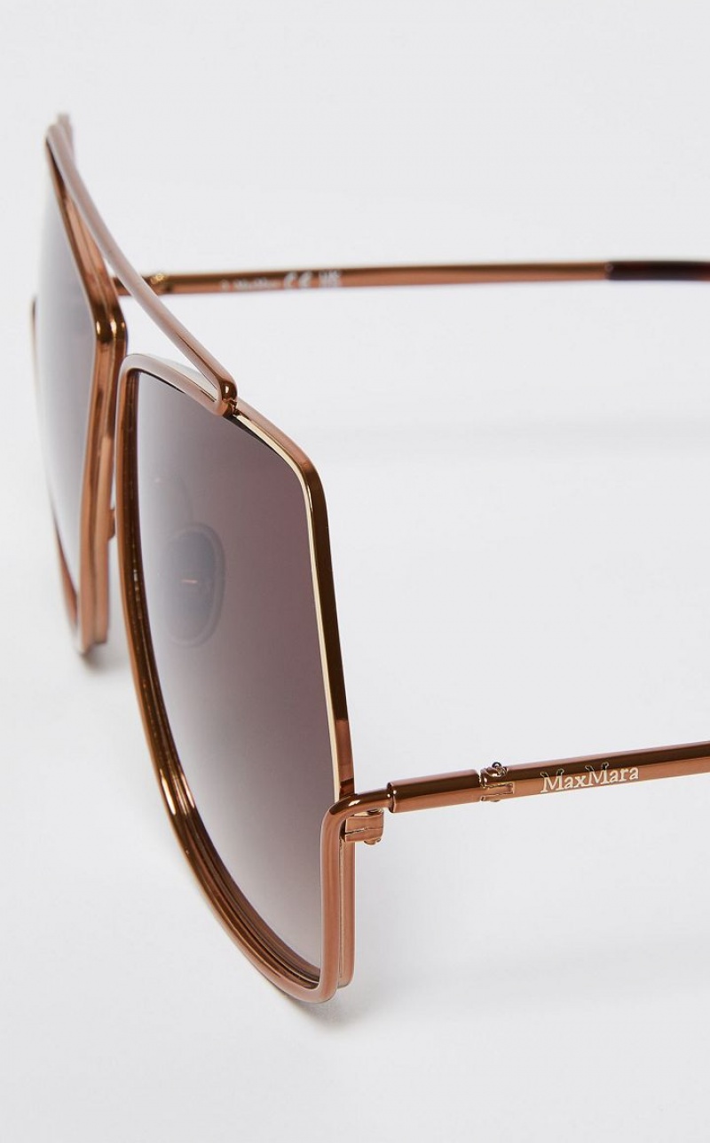 BROWN MaxMara Oversized Metallic Sunglasses | MMR594291