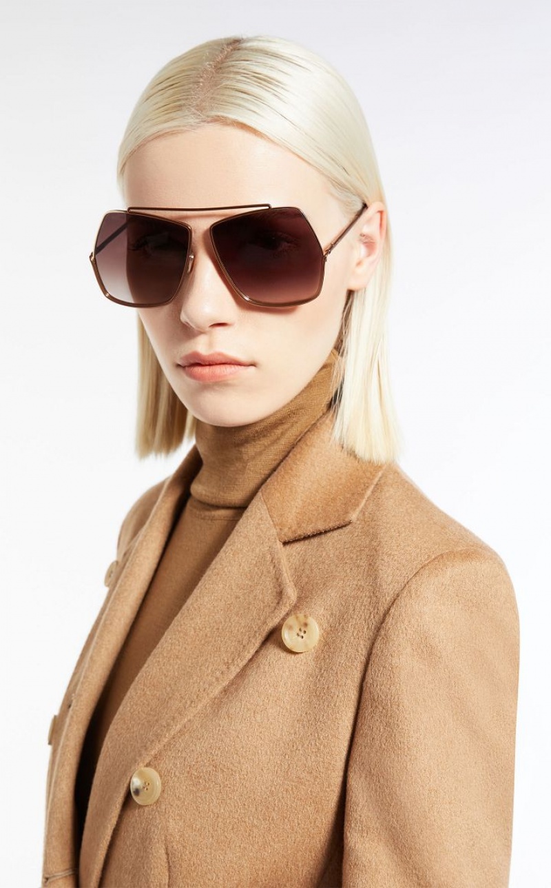 BROWN MaxMara Oversized Metallic Sunglasses | MMR594291