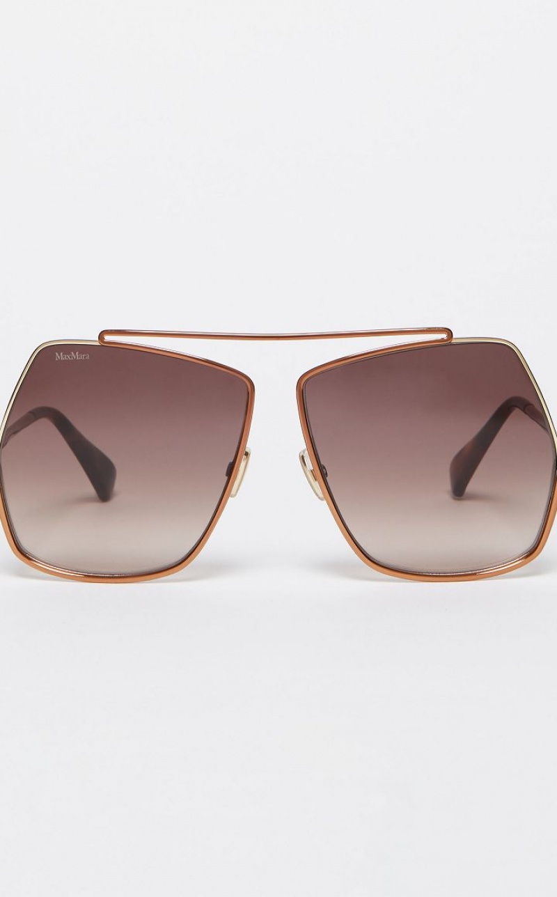 BROWN MaxMara Oversized Metallic Sunglasses | MMR594291