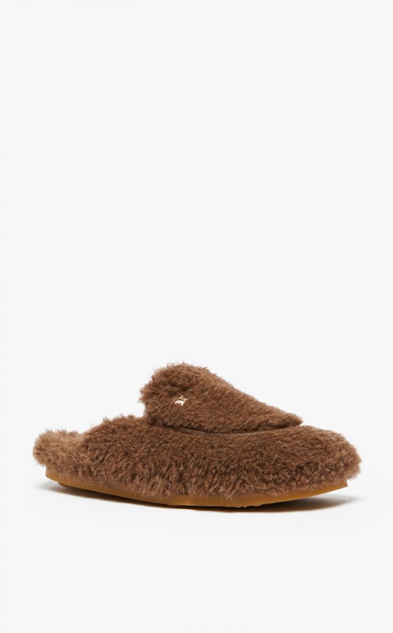 BROWN MaxMara Teddy Mules Flat Shoes | MMR594219