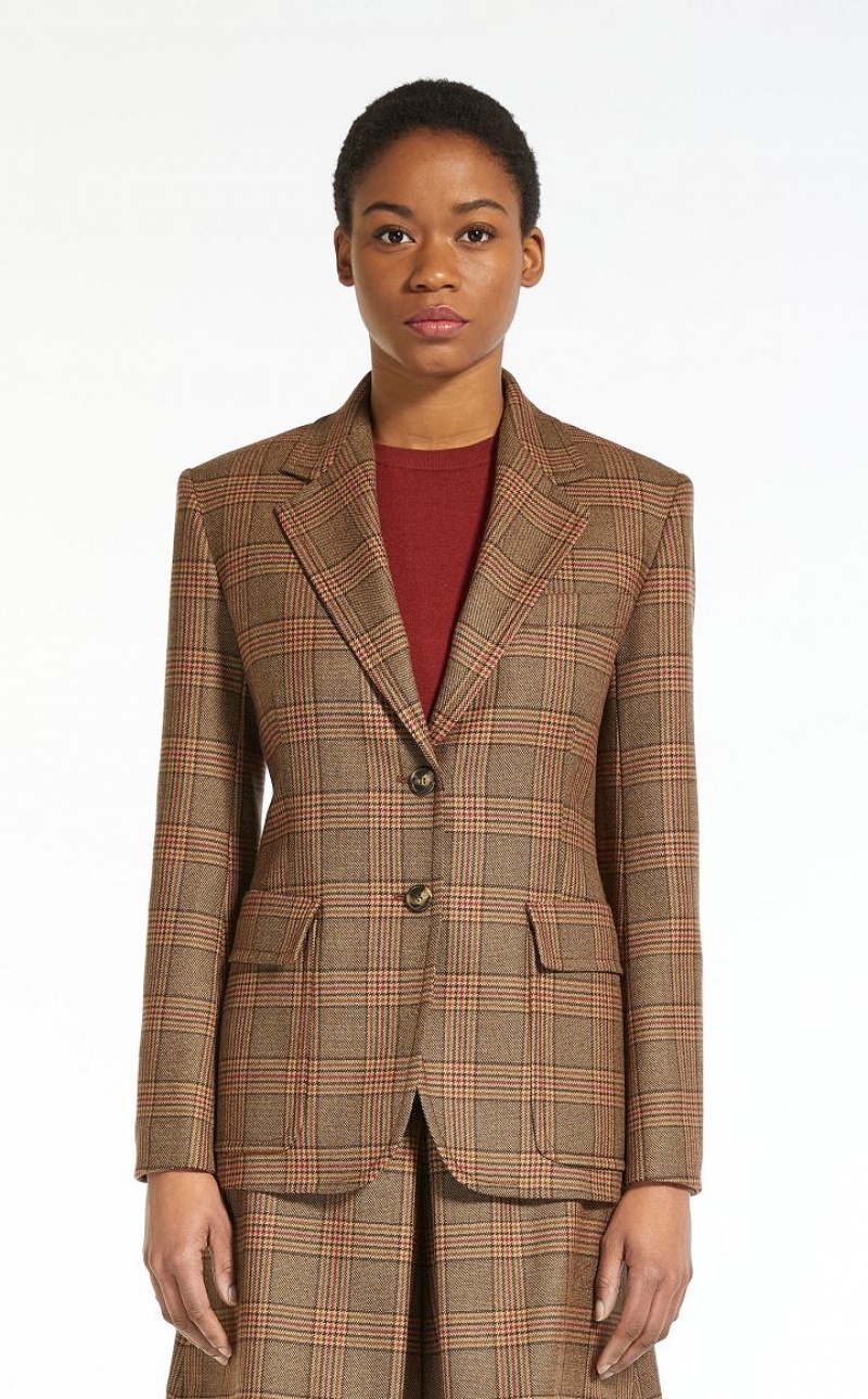 BROWN MaxMara Wool Twill Blazers | MMR594050