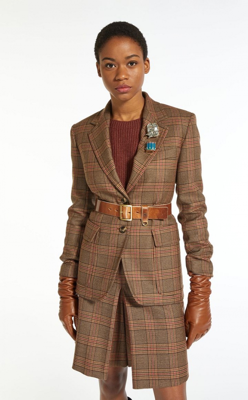 BROWN MaxMara Wool Twill Blazers | MMR594050