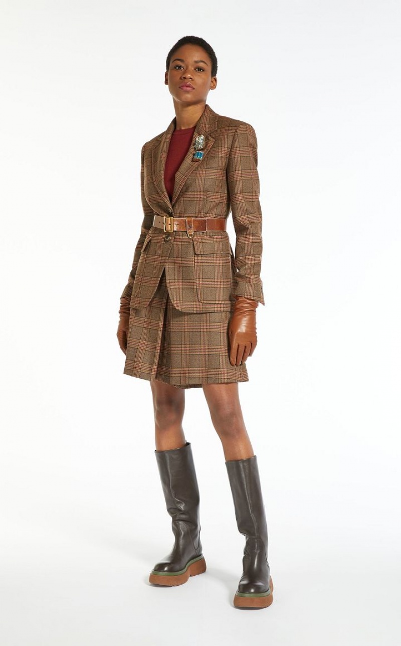 BROWN MaxMara Wool Twill Blazers | MMR594050