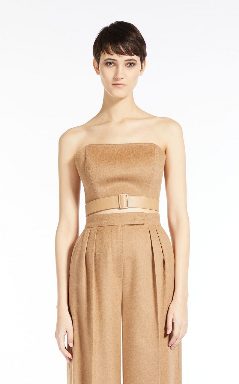 CAMEL MaxMara Camel Colour Bustier Blouses | MMR593576