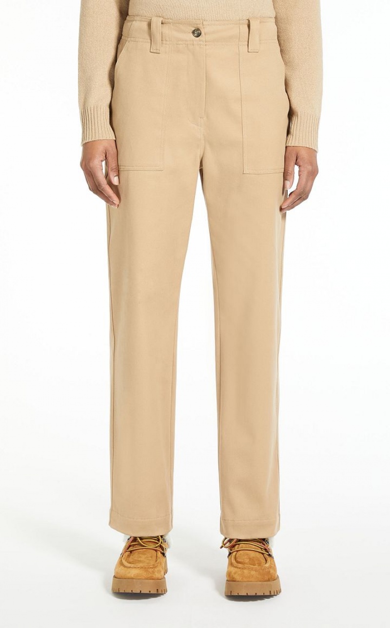 CAMEL MaxMara Cotton Drill Trousers | MMR593814