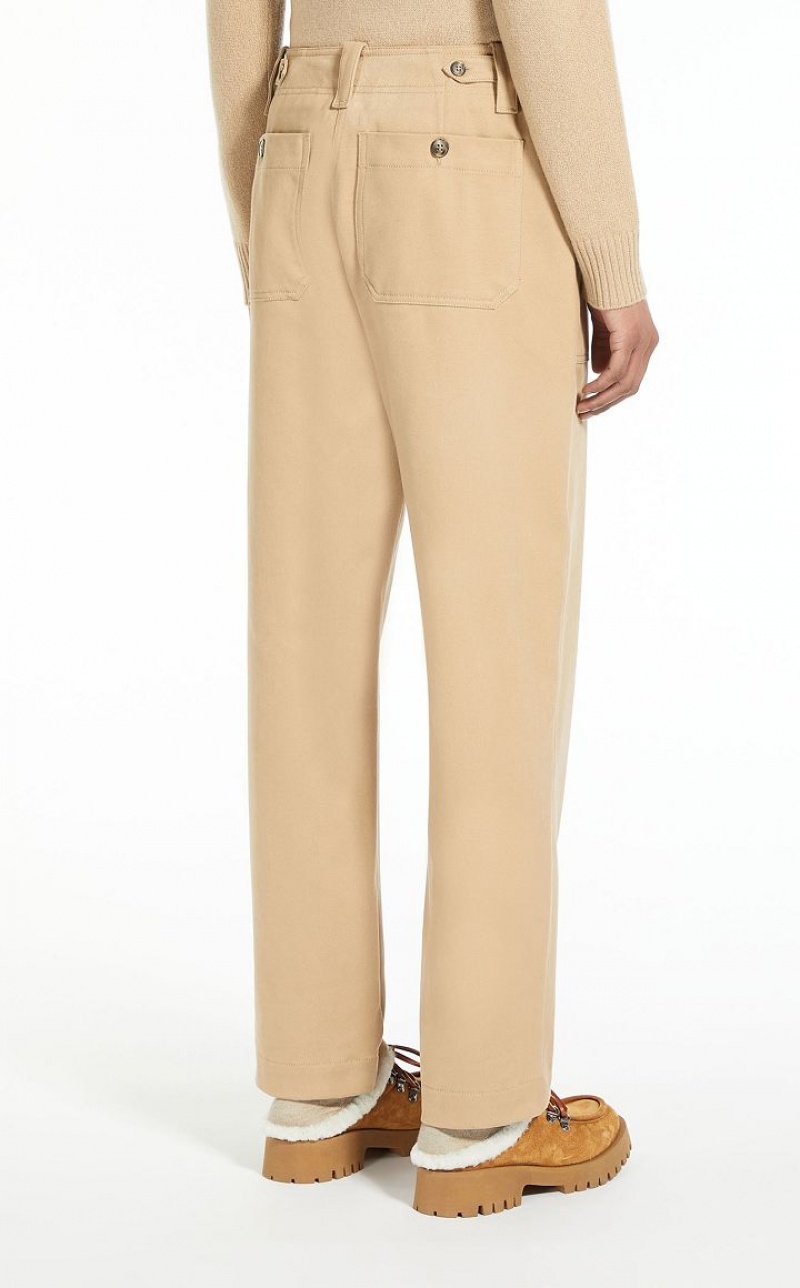 CAMEL MaxMara Cotton Drill Trousers | MMR593814