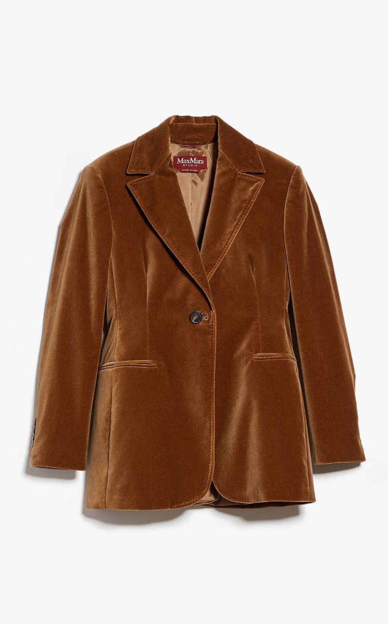 CAMEL MaxMara Cotton Velvet Blazers | MMR594074