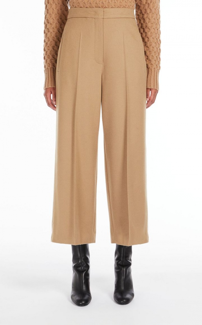 CAMEL MaxMara Cropped Wool Trousers | MMR593787