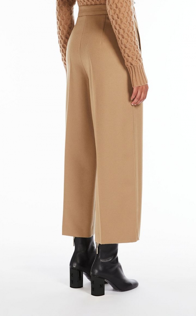 CAMEL MaxMara Cropped Wool Trousers | MMR593787