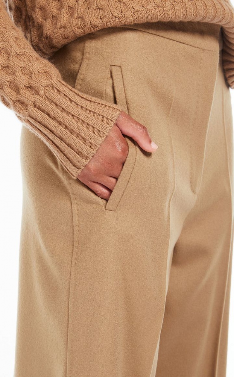 CAMEL MaxMara Cropped Wool Trousers | MMR593787