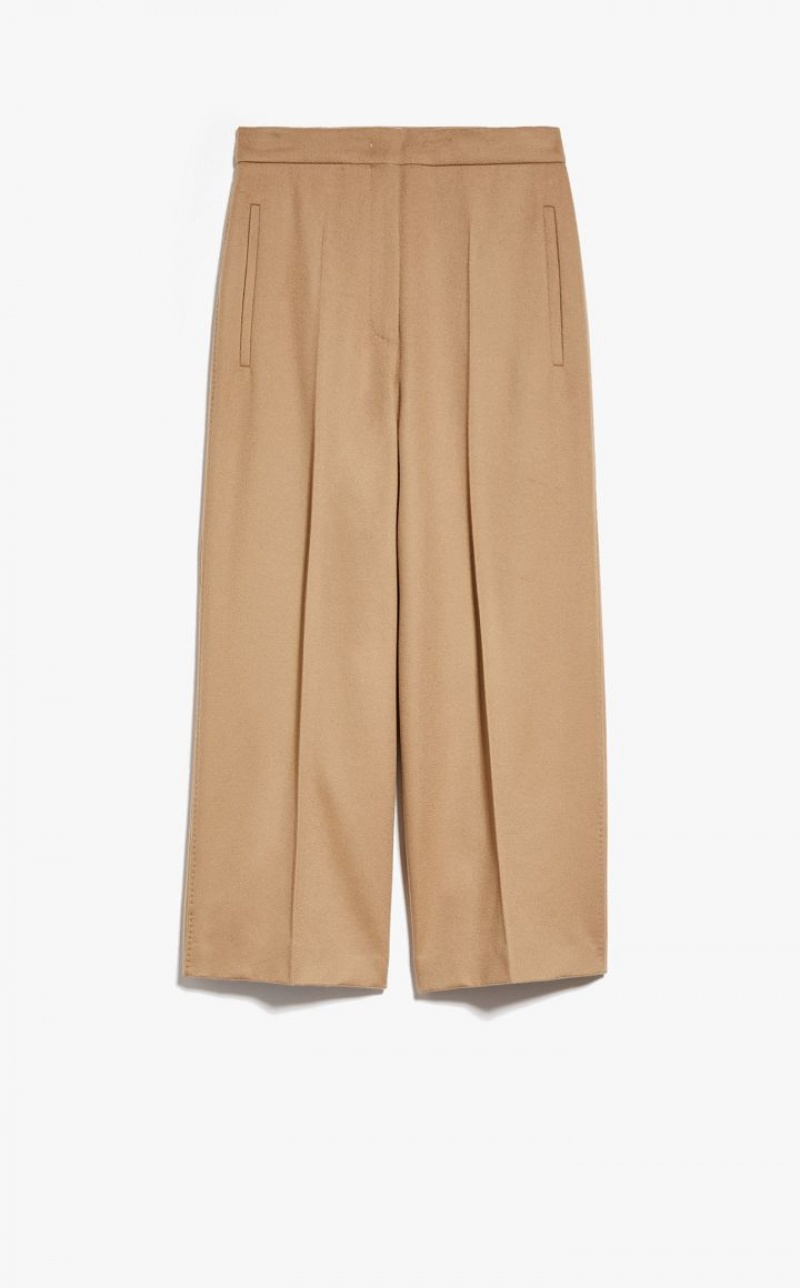 CAMEL MaxMara Cropped Wool Trousers | MMR593787