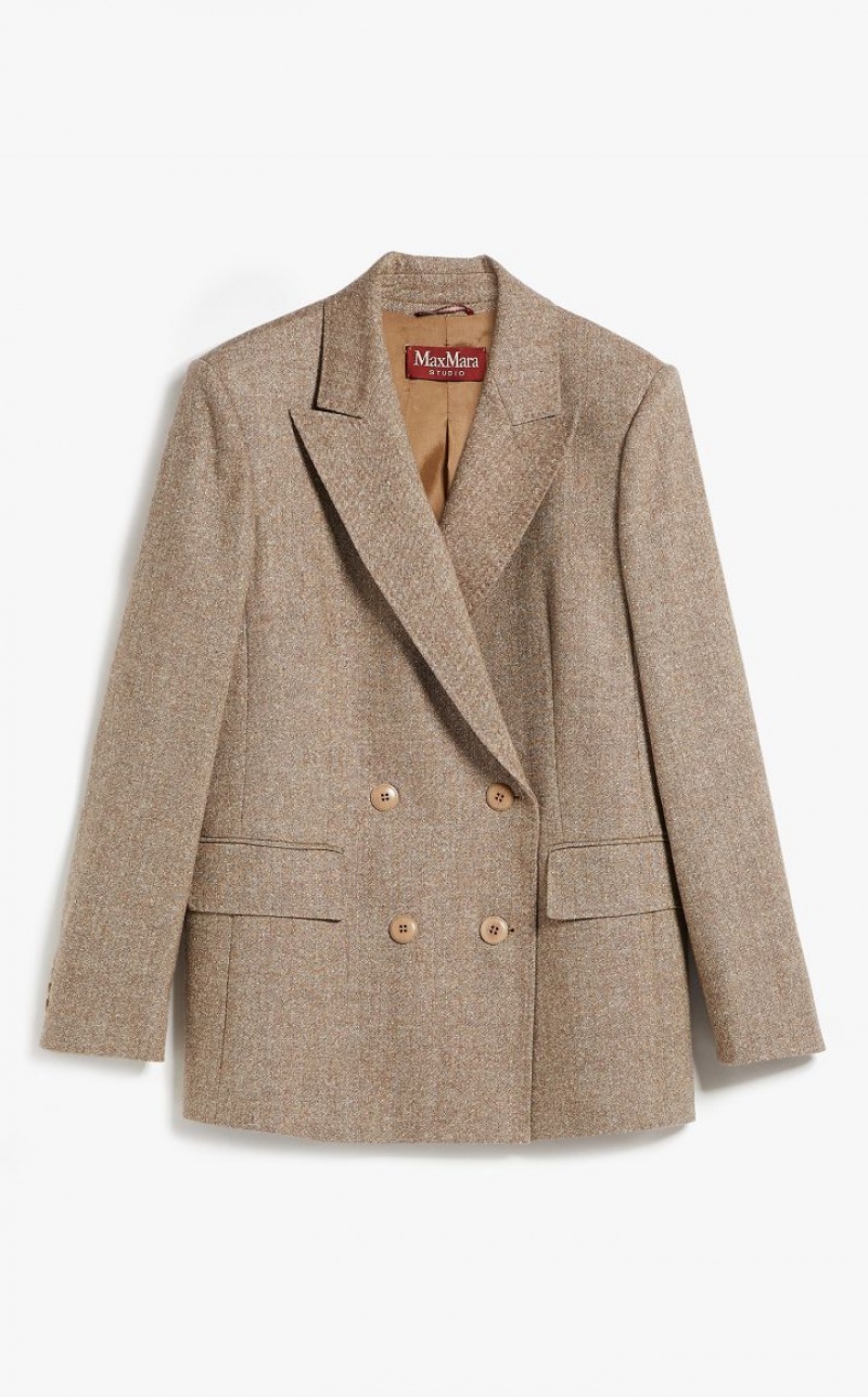 CAMEL MaxMara Double-breasted Wool Blazers | MMR594056