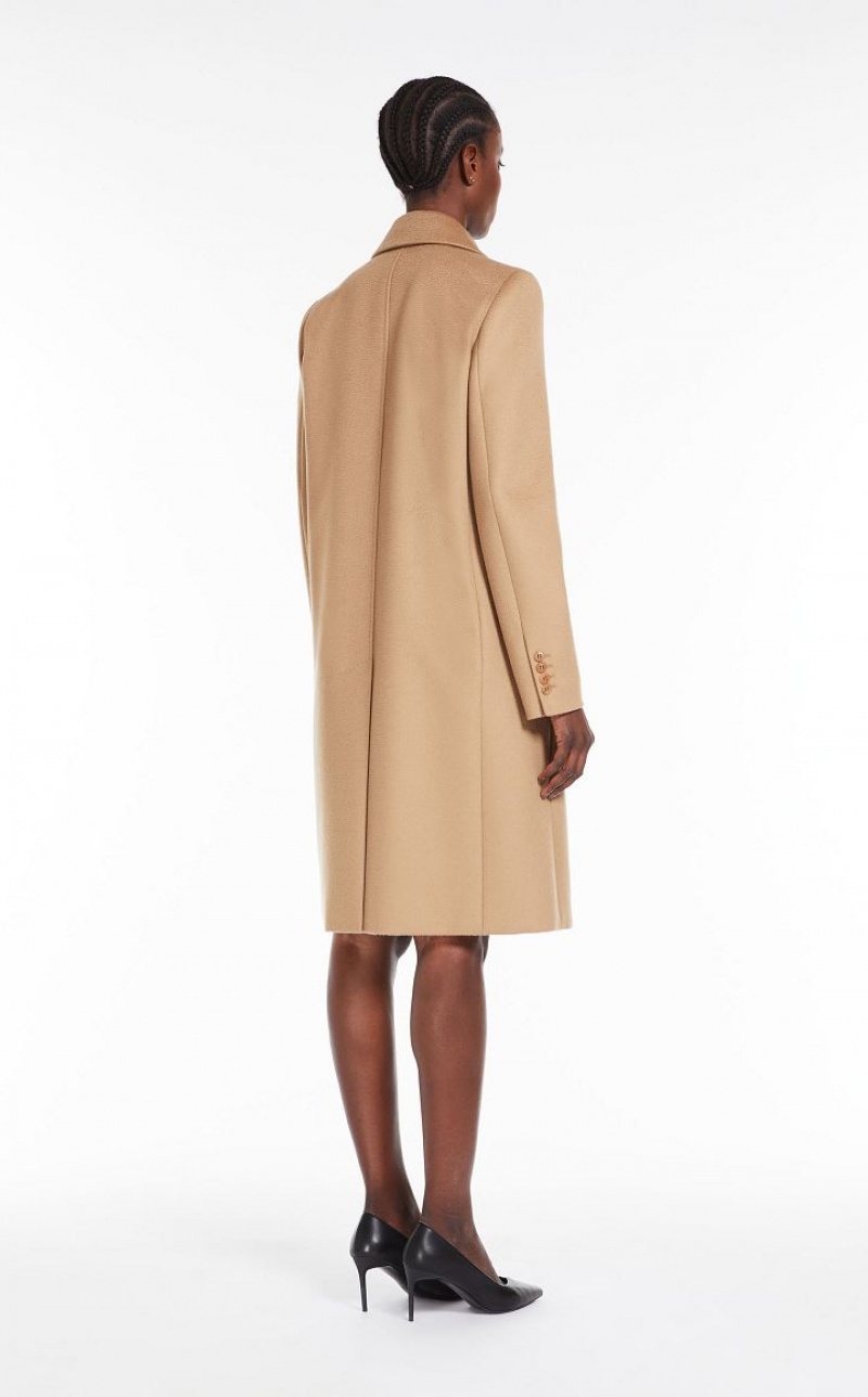 CAMEL MaxMara Double-breasted Wool Coats | MMR593850