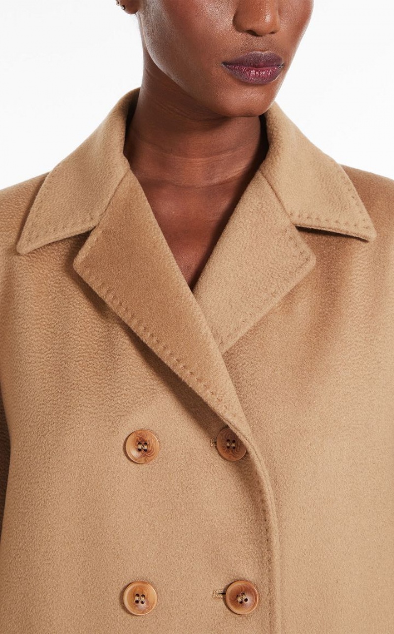 CAMEL MaxMara Double-breasted Wool Coats | MMR593850