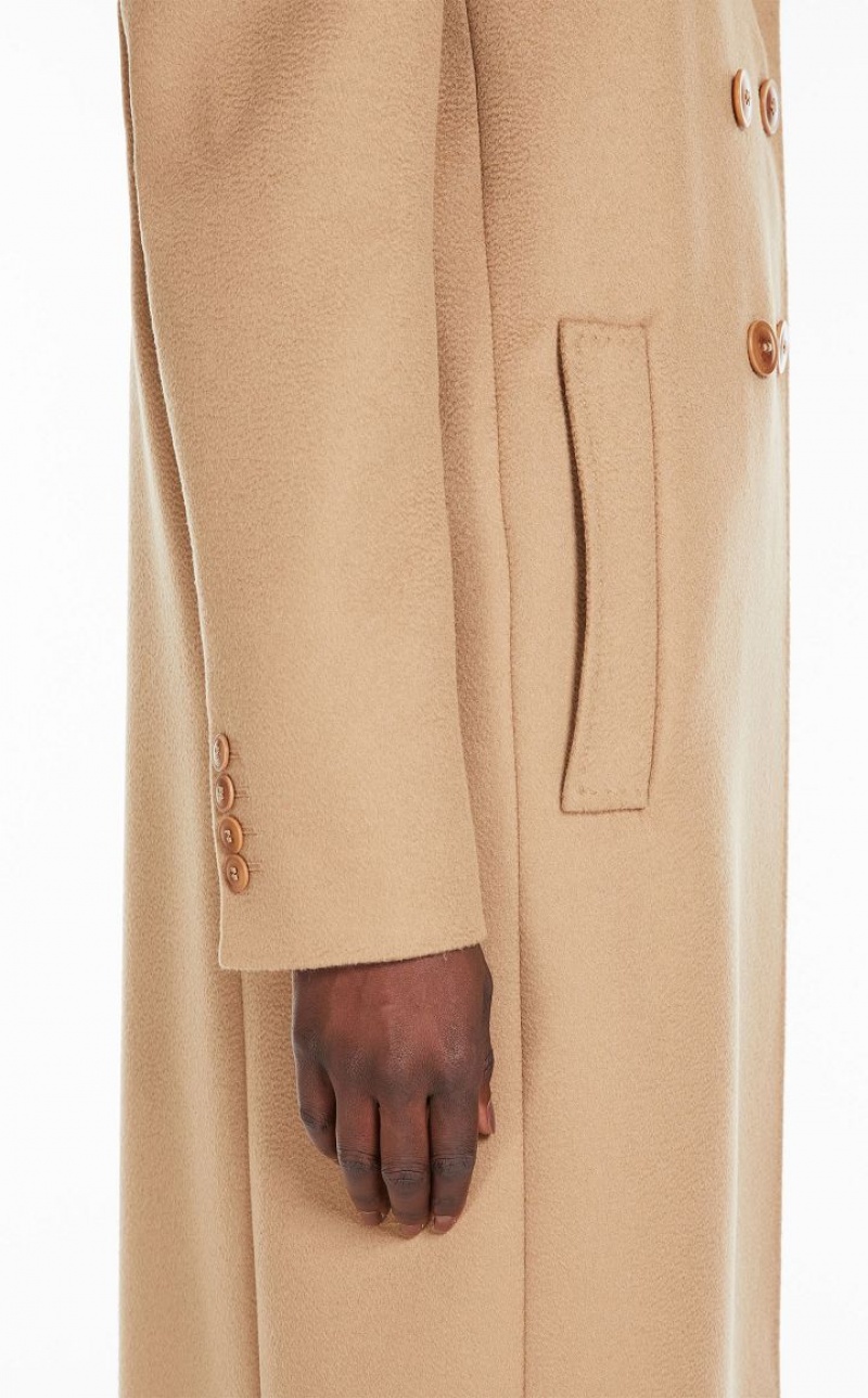 CAMEL MaxMara Double-breasted Wool Coats | MMR593850