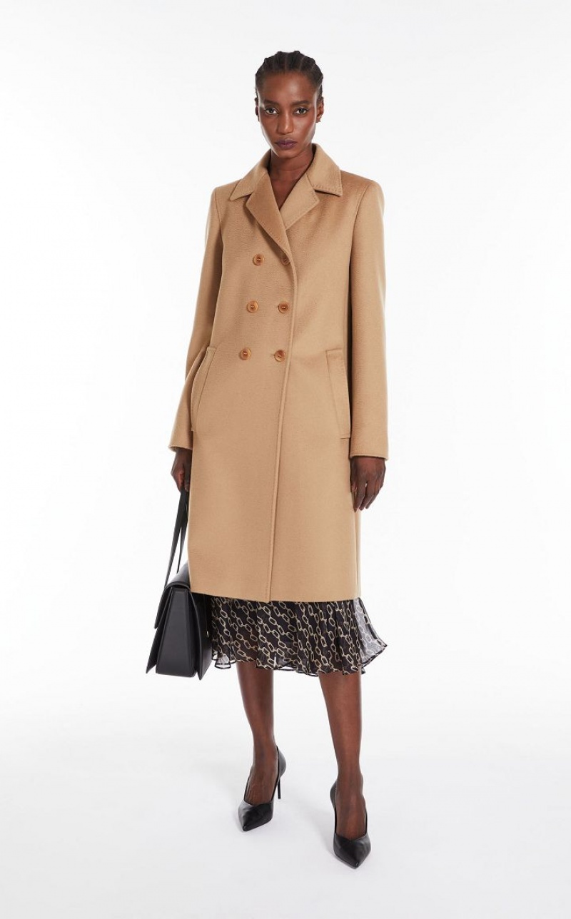 CAMEL MaxMara Double-breasted Wool Coats | MMR593850