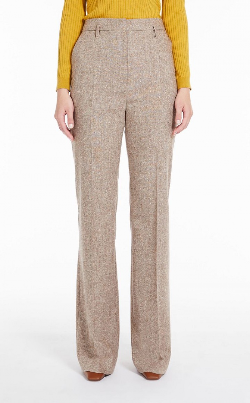 CAMEL MaxMara Flared Stretch Wool Suit | MMR593533