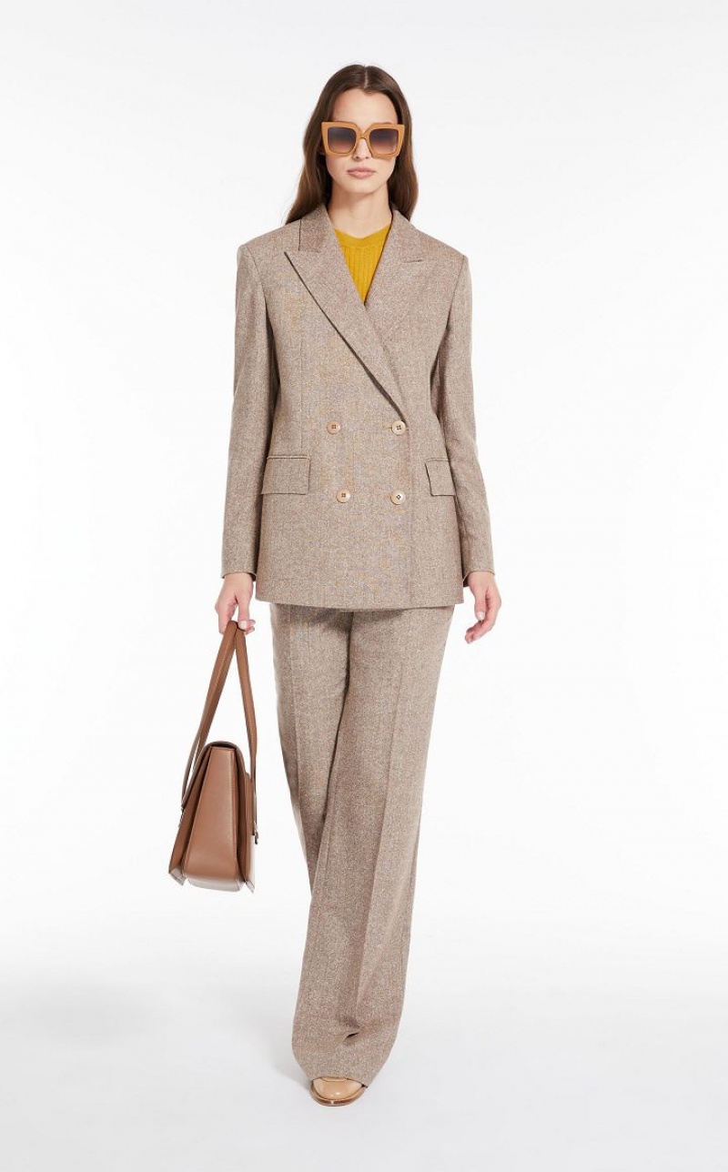 CAMEL MaxMara Flared Stretch Wool Suit | MMR593533