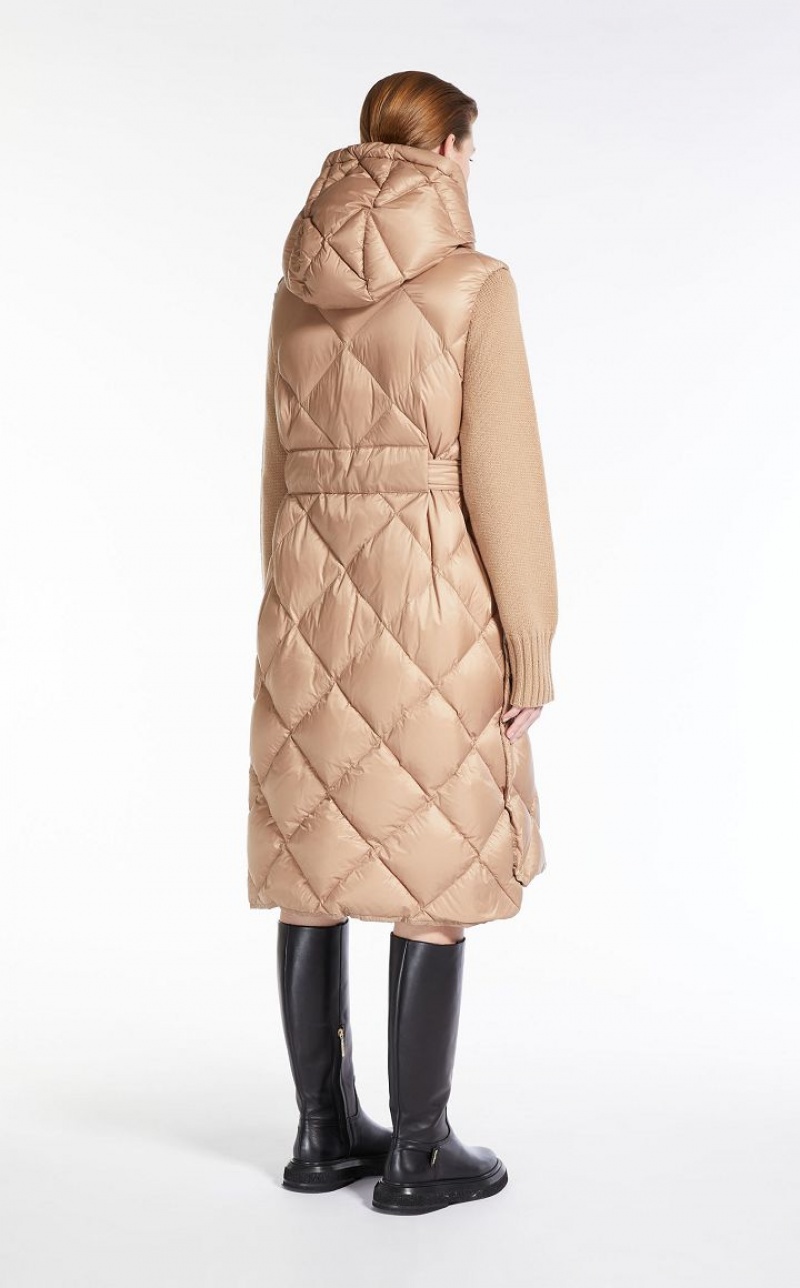 CAMEL MaxMara Gilet In Quilted Water-resistant Canvas Padded | MMR593985