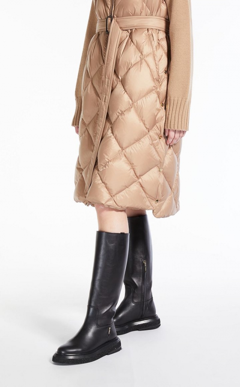 CAMEL MaxMara Gilet In Quilted Water-resistant Canvas Padded | MMR593985