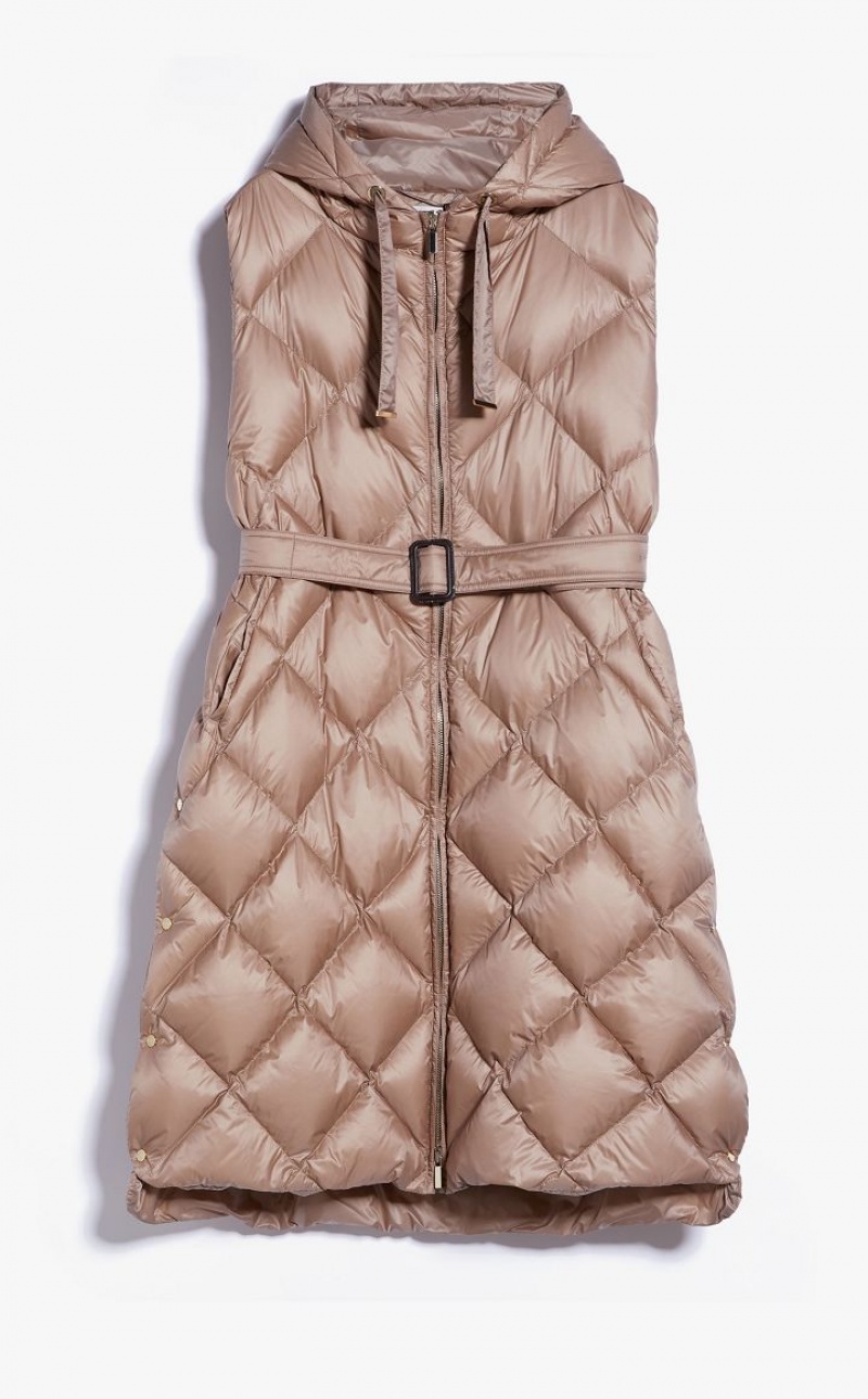 CAMEL MaxMara Gilet In Quilted Water-resistant Canvas Padded | MMR593985