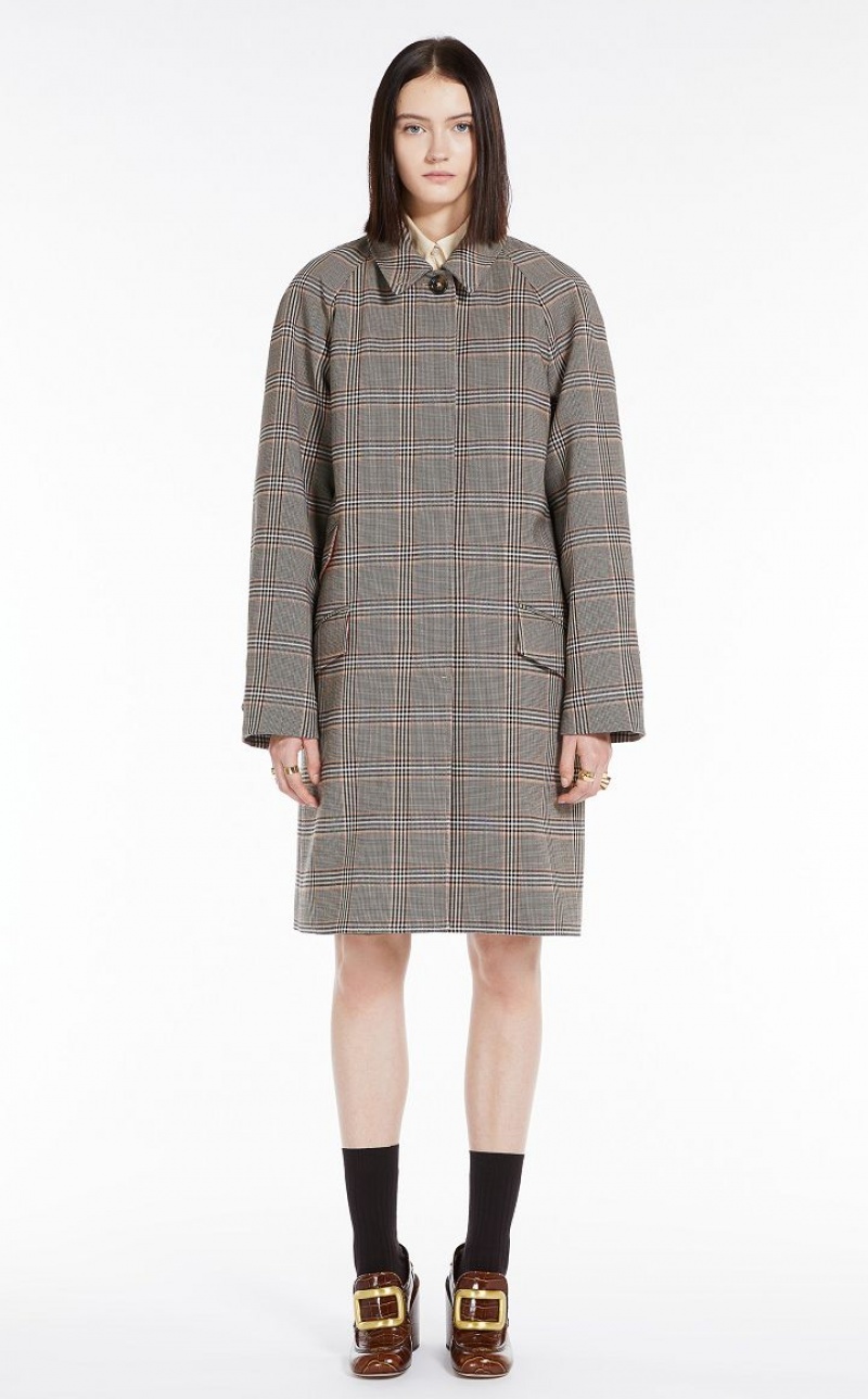 CAMEL MaxMara Glen Plaid Duster Coats | MMR593833