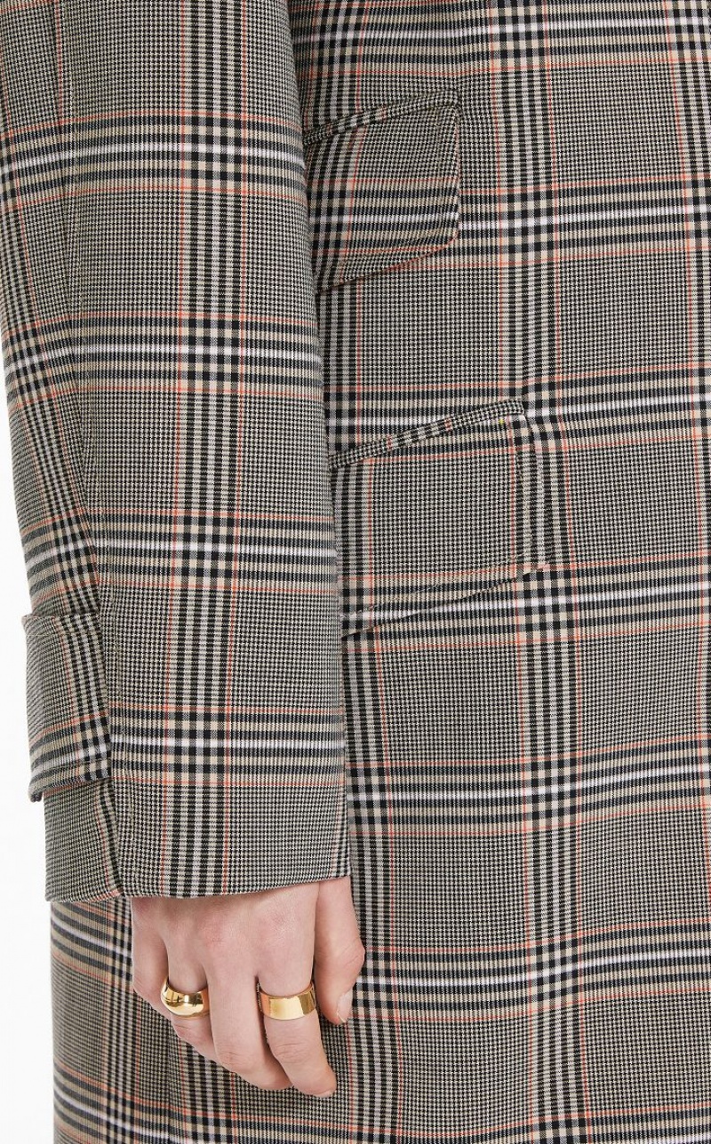 CAMEL MaxMara Glen Plaid Duster Coats | MMR593833