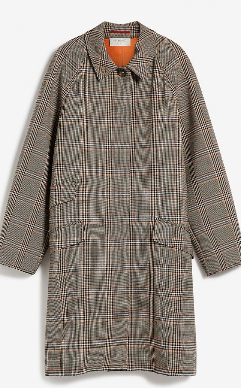 CAMEL MaxMara Glen Plaid Duster Coats | MMR593833