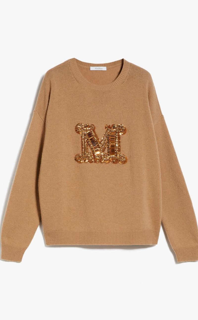 CAMEL MaxMara Jewel Embroidered Cashmere Knitwear | MMR593426