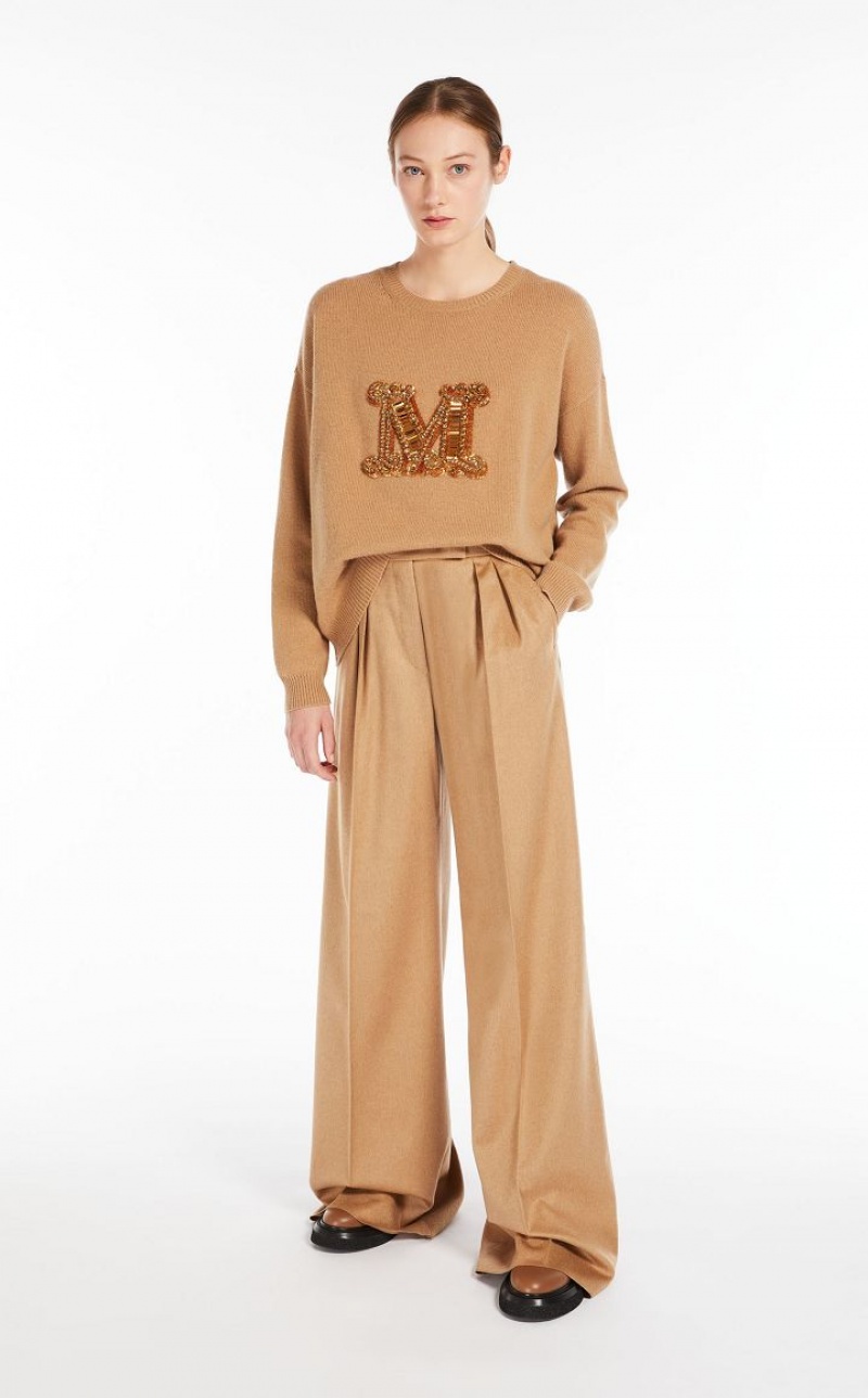 CAMEL MaxMara Jewel Embroidered Cashmere Knitwear | MMR593426