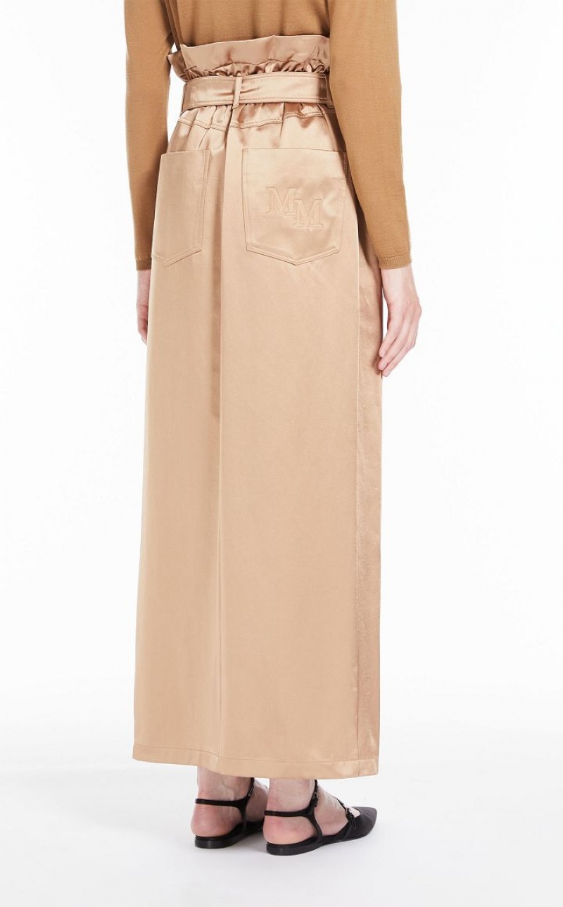 CAMEL MaxMara Long Satin Skirts | MMR593700