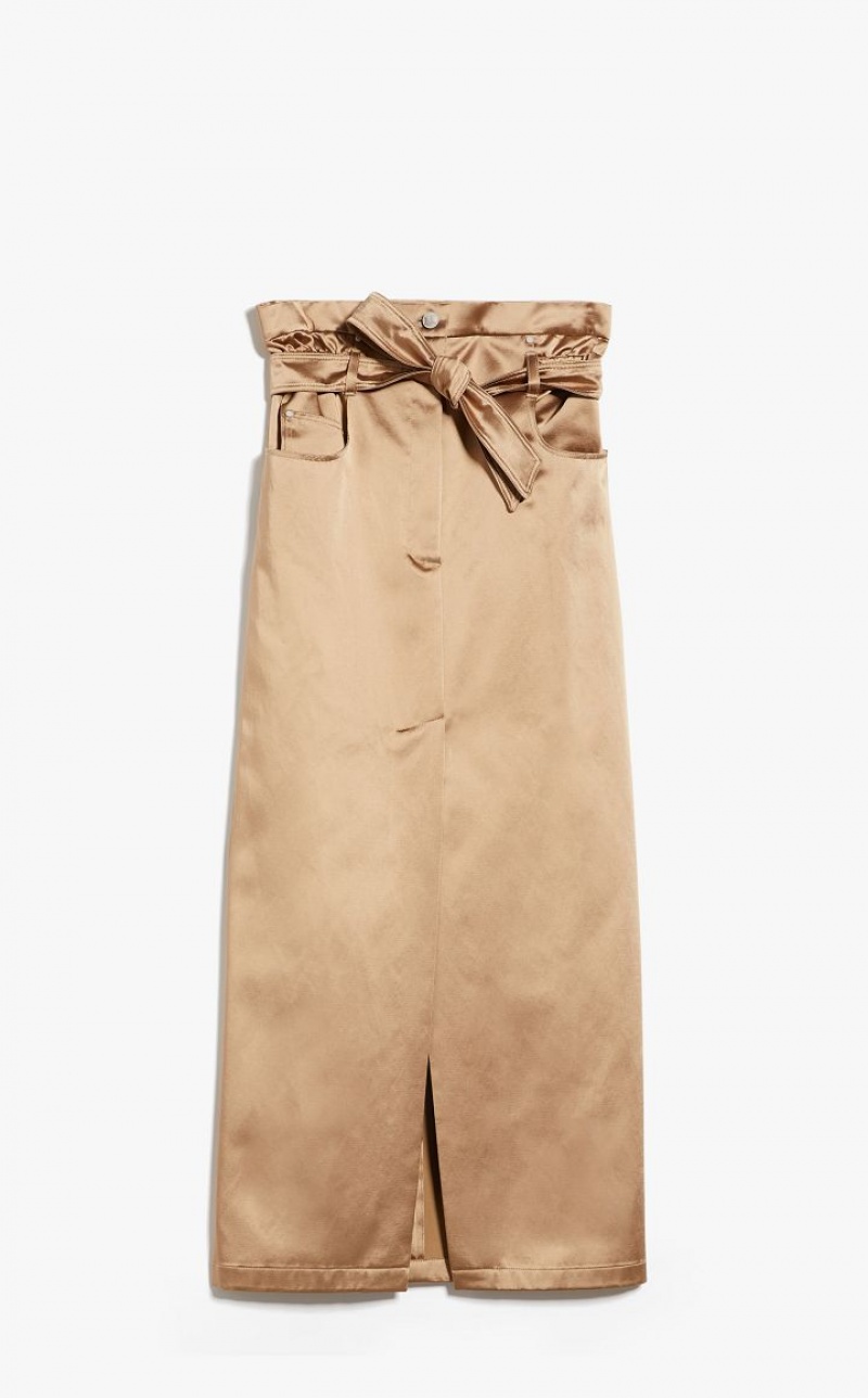 CAMEL MaxMara Long Satin Skirts | MMR593700