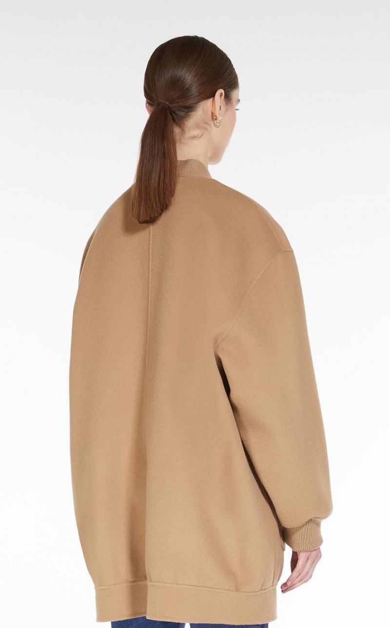 CAMEL MaxMara Long Wool Cardigan Knitwear | MMR593422