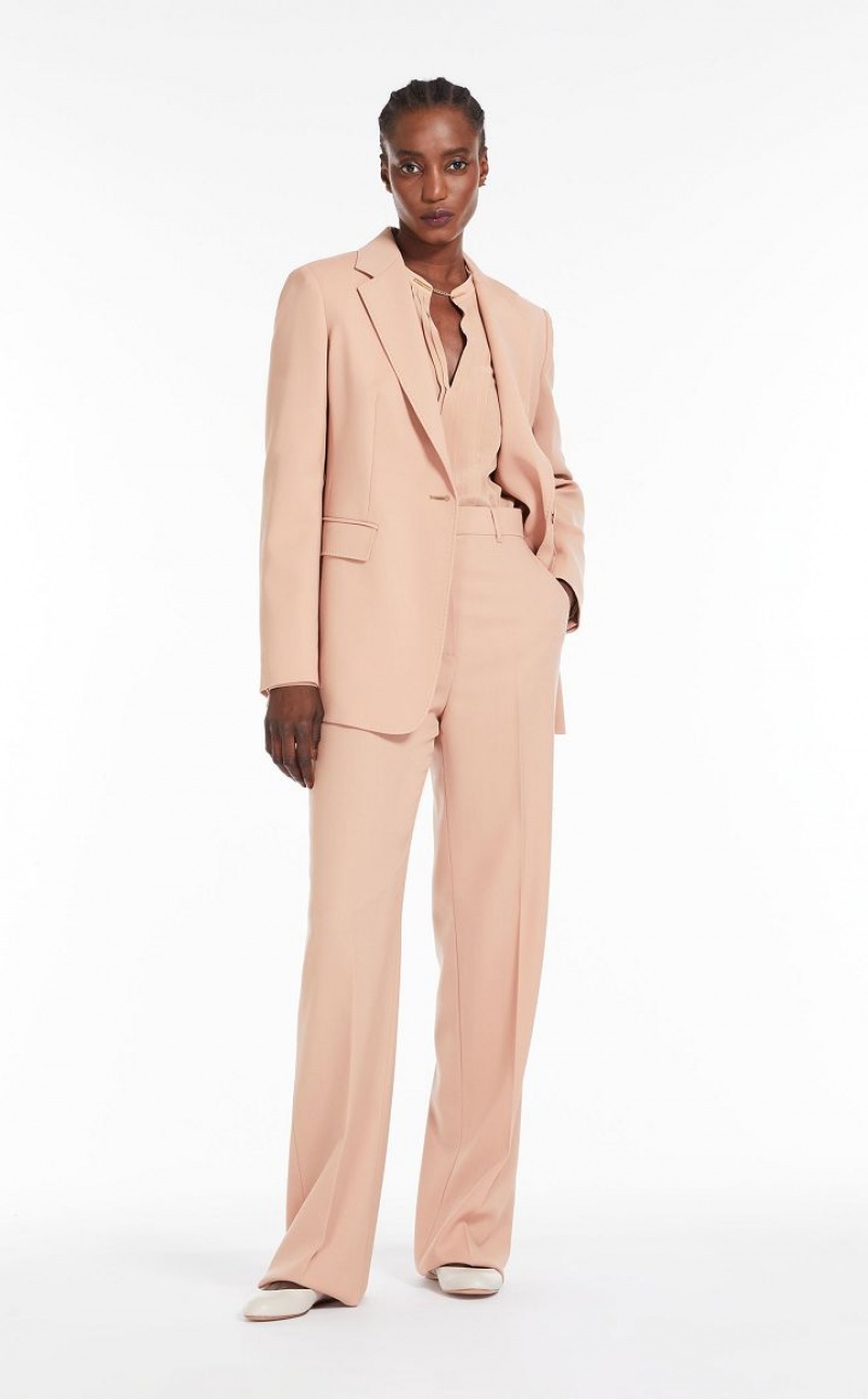 CAMEL MaxMara Long Wool Crepe Suit | MMR593534