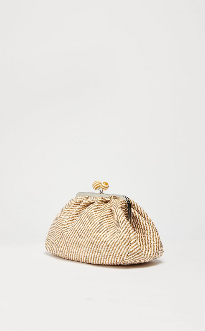 CAMEL MaxMara Medium Pasticcinoin Raffia Weekend Bag | MMR594150