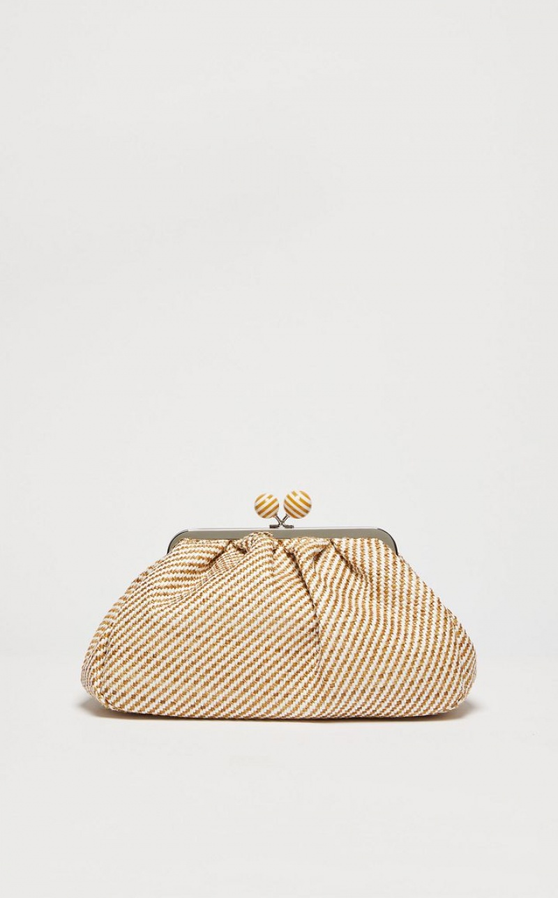 CAMEL MaxMara Medium Pasticcinoin Raffia Weekend Bag | MMR594150