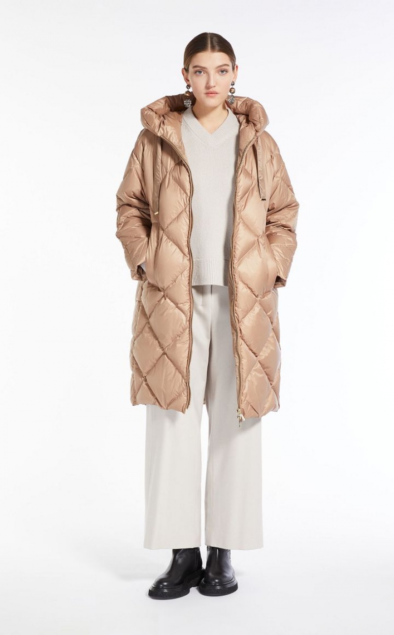 CAMEL MaxMara Parka In Quilted Water-resistant Canvas Padded | MMR593995